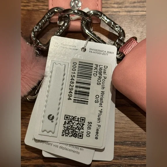 Lululemon NWT Dual Pouch Wristlet in Pink Tide one Pouch is Plush - Picture 3 of 8